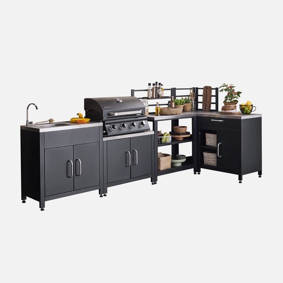 Cuisine extérieure 5 modules en acier inoxydable avec barbecue gaz 4 brûleurs