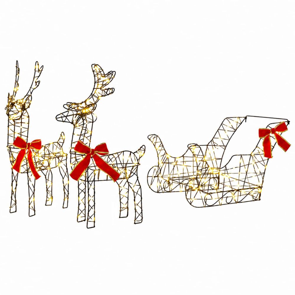 Renne et traîneau de noël 3d loviisa 3 pc 400 led blanc chaud