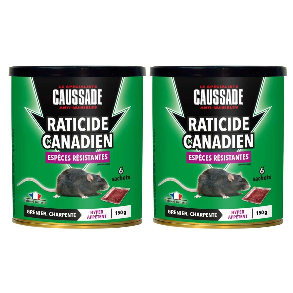 Lot de 2 boites raticide canadien - espèces résistantes , boite de 150grs ( 6 x