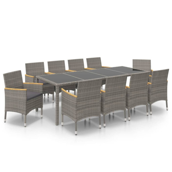 Ensemble à manger d'extérieur 11 pcs coussins résine tressée