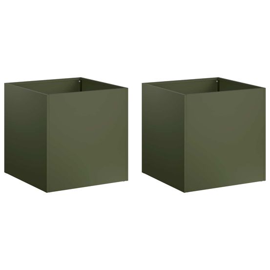 Cache-pot de jardin 2 pc vert olive 20 x 20 x 20 cm