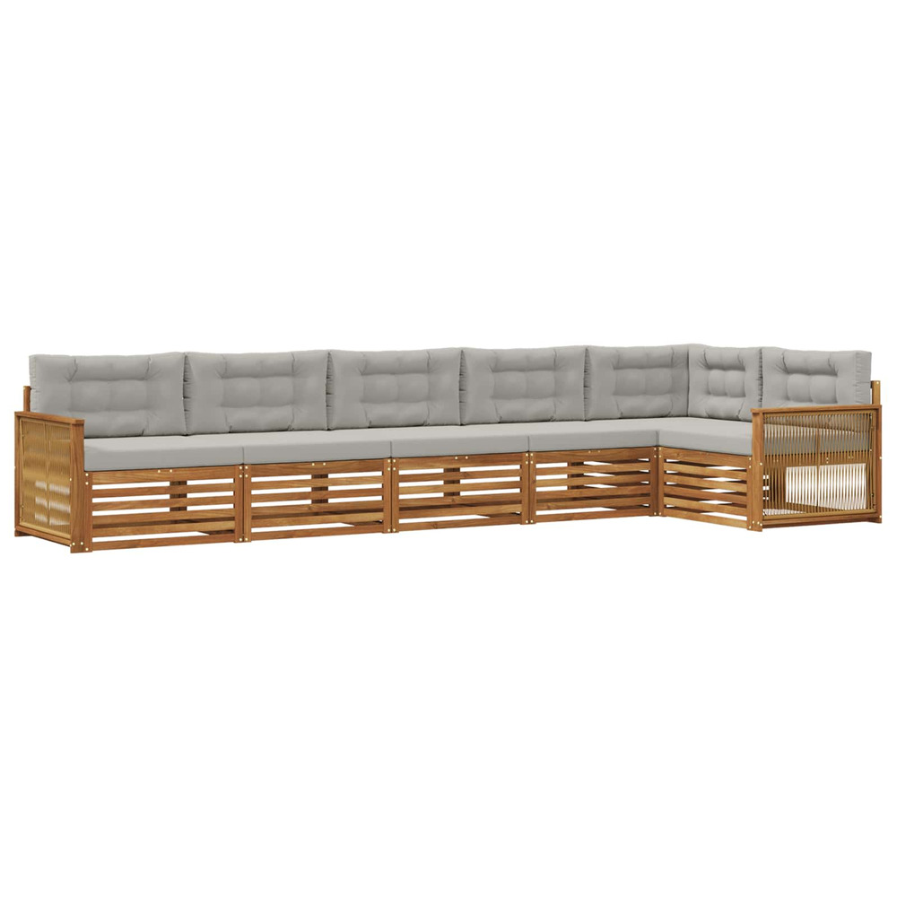 Ensemble de canapés d'extérieur 6 pcs naturel et gris clair