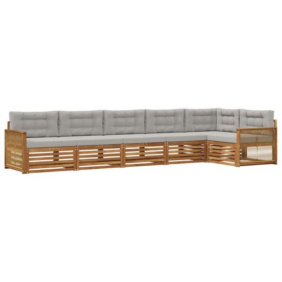 Ensemble de canapés d'extérieur 6 pcs naturel et gris clair