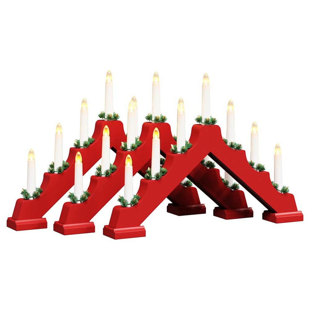 Pont de bougie de noël 3 pcs rouge 39.5 x 5 x 29 cm pin massif