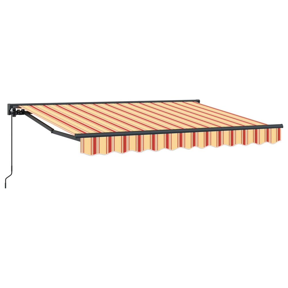 Auvent rétractable manuel jaune, orange et blanc 3,5 x 2 m
