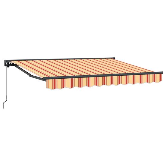 Auvent rétractable manuel jaune, orange et blanc 3,5 x 2 m