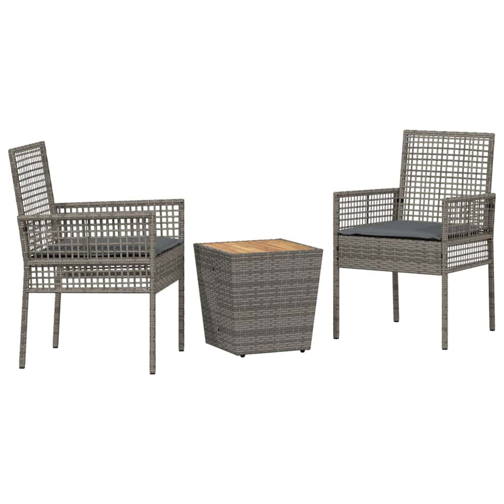 Ensemble bistro de jardin 3 pcs gris polyrotin