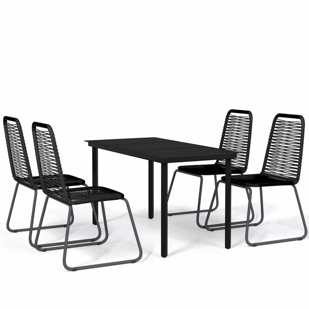 Ensemble à manger de jardin 5 pcs noir