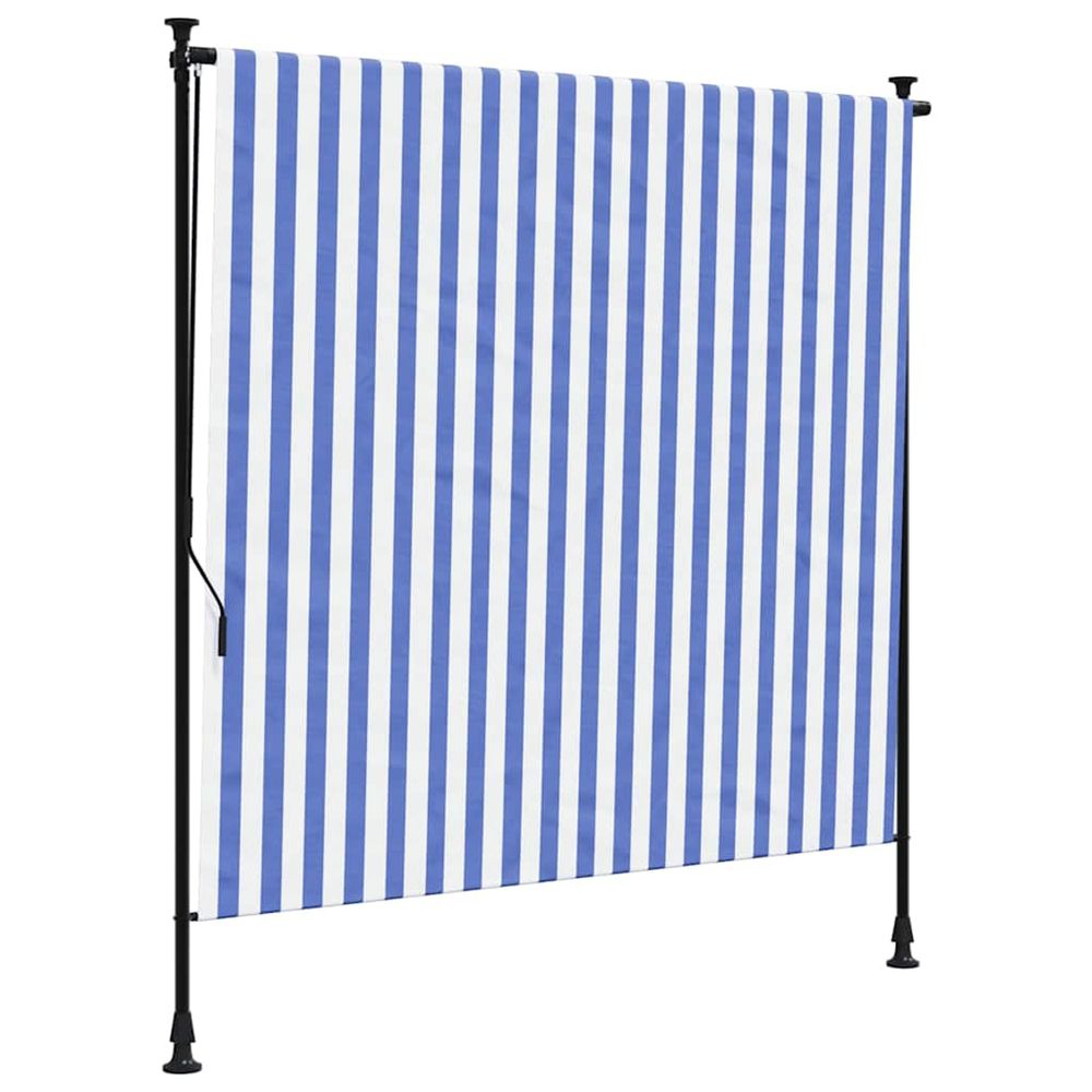 Store roulant d'extérieur bleu et blanc 200x270 cm tissu acier