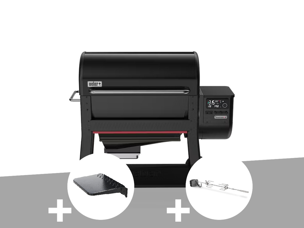 Barbecue à pellets searwood xl 600 + plan de travail + rôtissoire