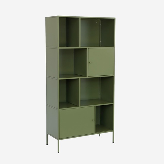 Buffet, meuble de rangement industriel métal 8 compartiments, l 80 x p 35 x h 160.5cm - oklahoma