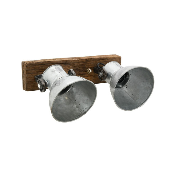 Applique en bois recyclé et métal 2 lampes