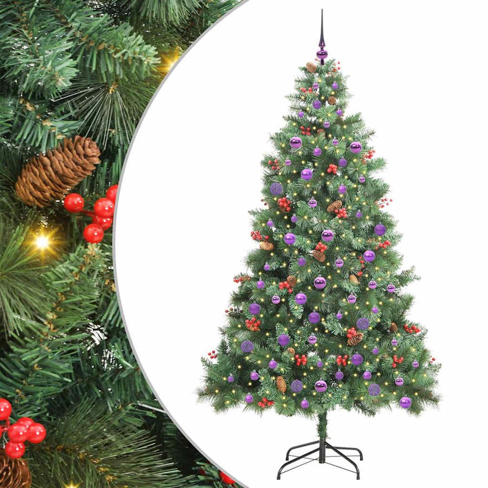 Sapin de noël artificiel 300 led blanc chaud pvc et métal vert