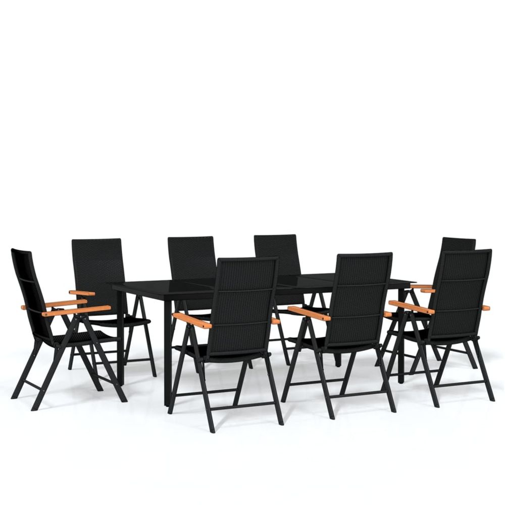 Ensemble à manger de jardin 9 pcs noir