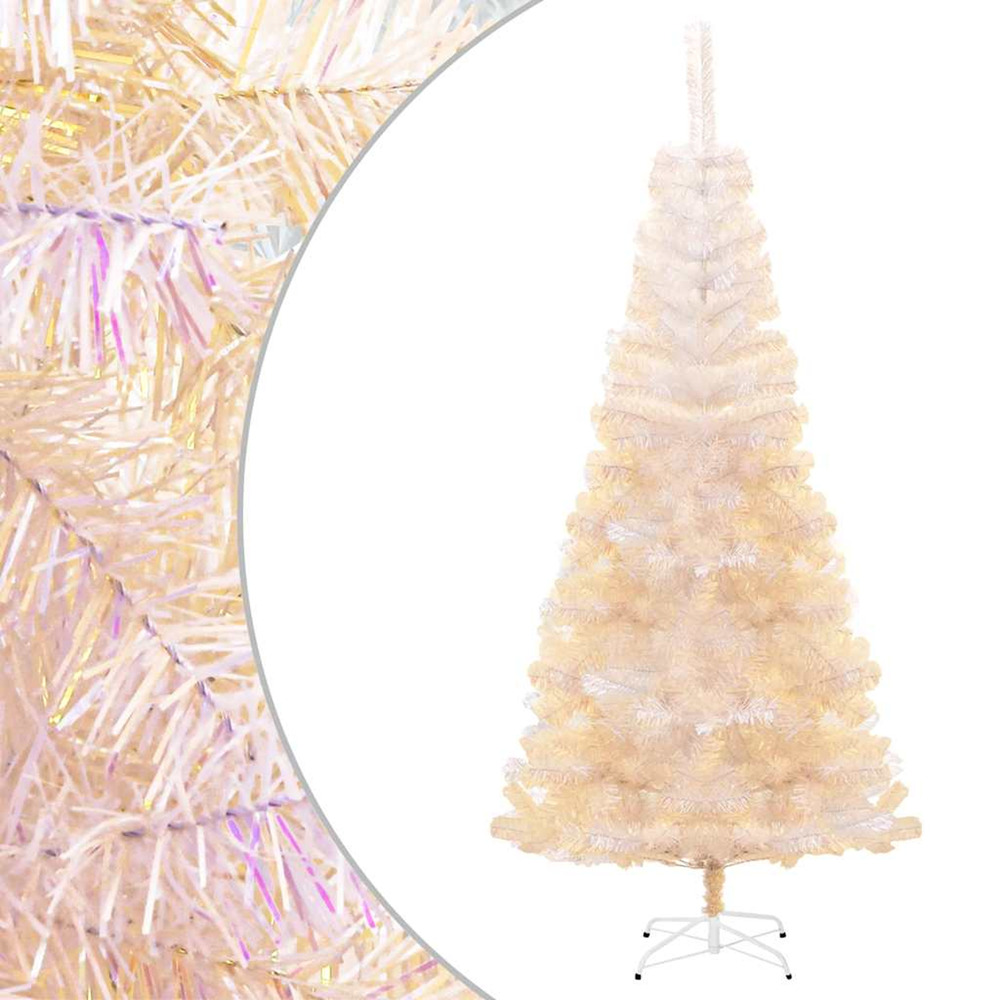 Sapin de noël artificiel pointes iridescentes blanc 180 cm pvc