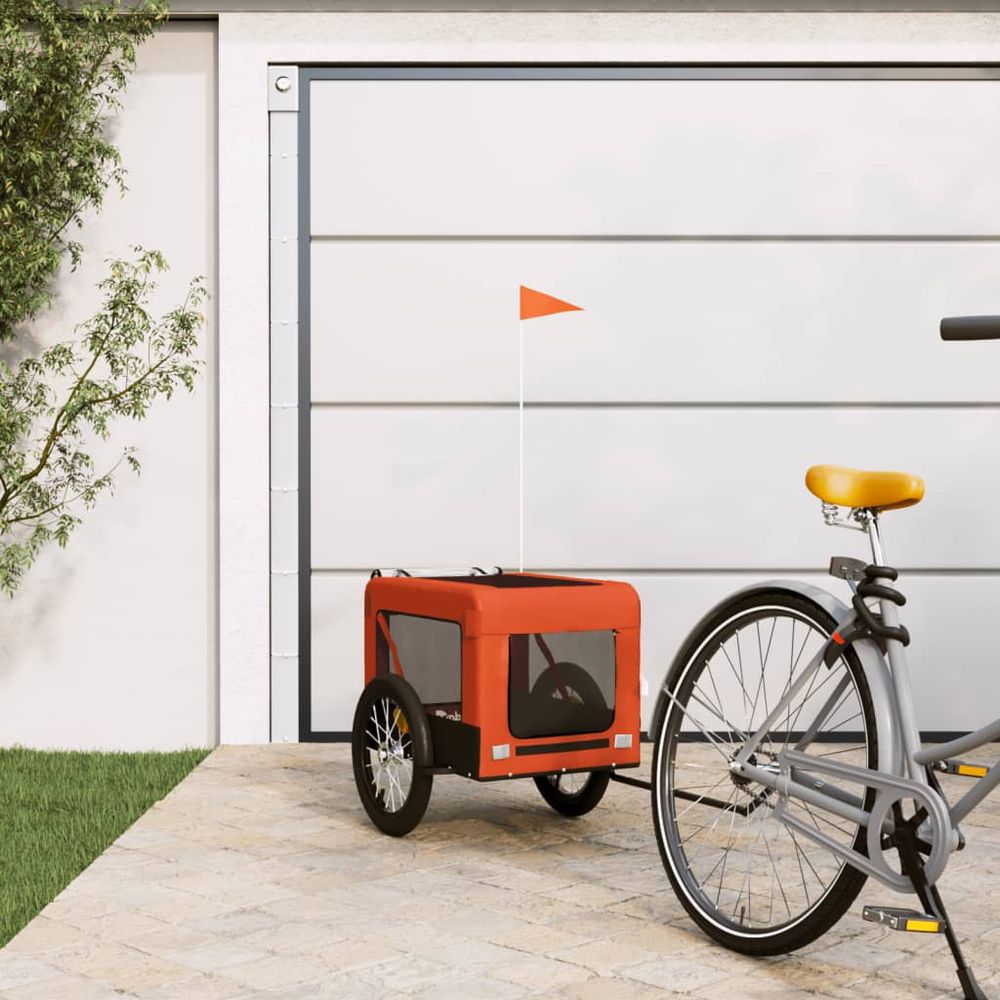 Grande remorque vélo chien tissu oxford transport animaux sécurisé orange