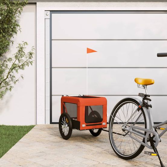 Grande remorque vélo chien tissu oxford transport animaux sécurisé orange