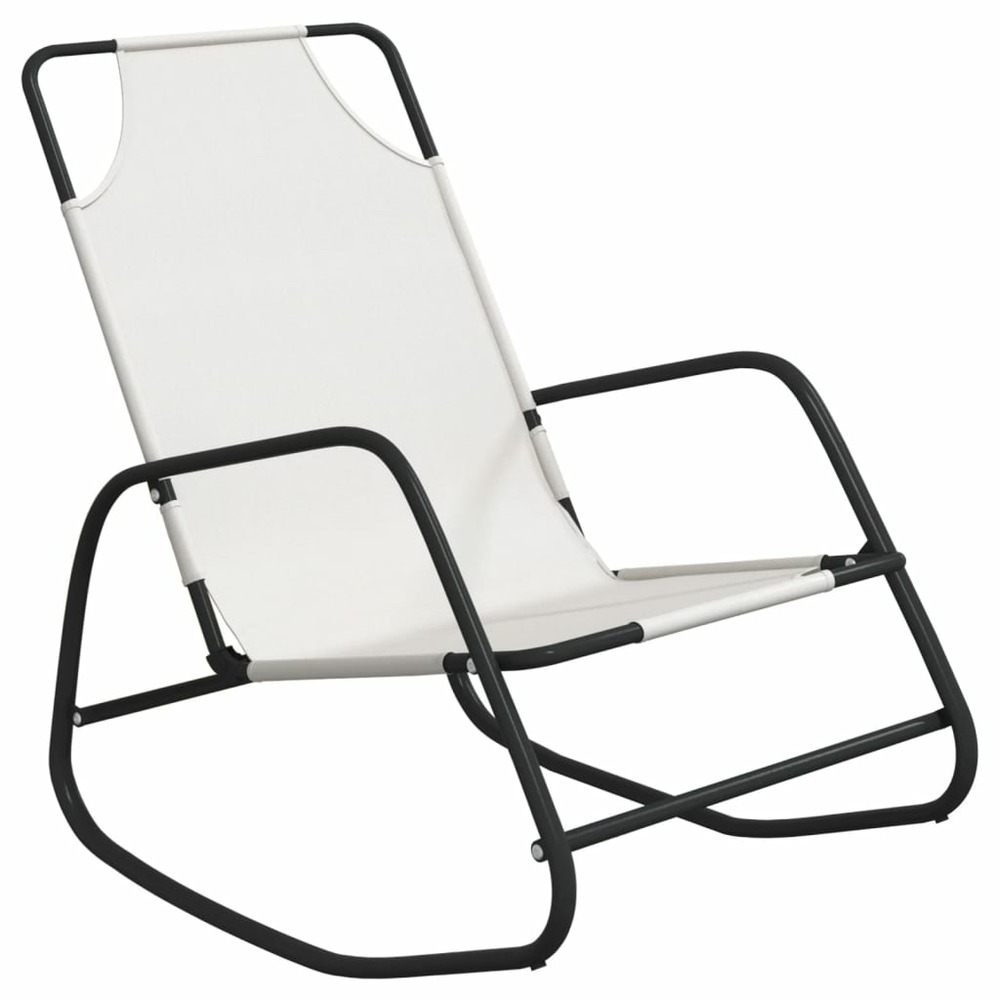 Chaise longue à bascule crème acier et textilène