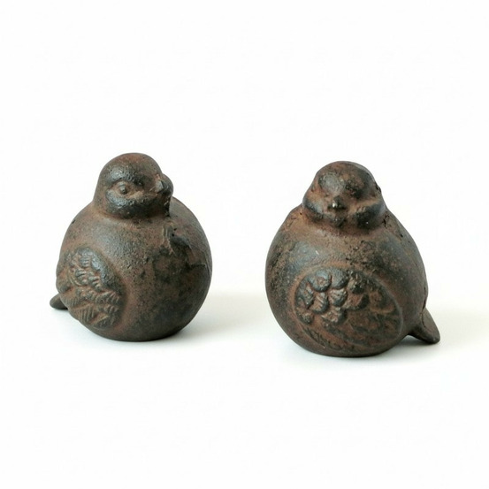 Ensemble 2 oiseaux en fonte 6x6x7cm