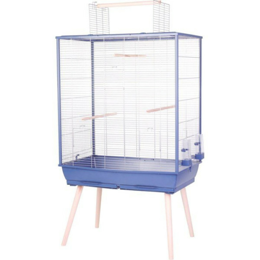 Cage grillagée surélevée pour oiseau néolife - pour perruche, calopsitte, canari - 81 x 48 x 152 cm - néolife - bleu