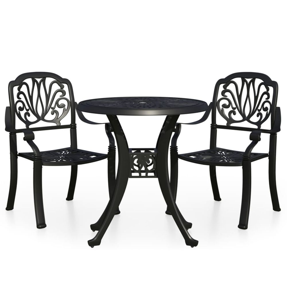 Ensemble de bistro 3 pcs aluminium coulé noir