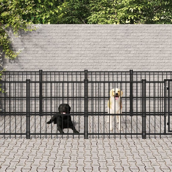 Chenil d'extérieur pour chiens acier 13,14 m²
