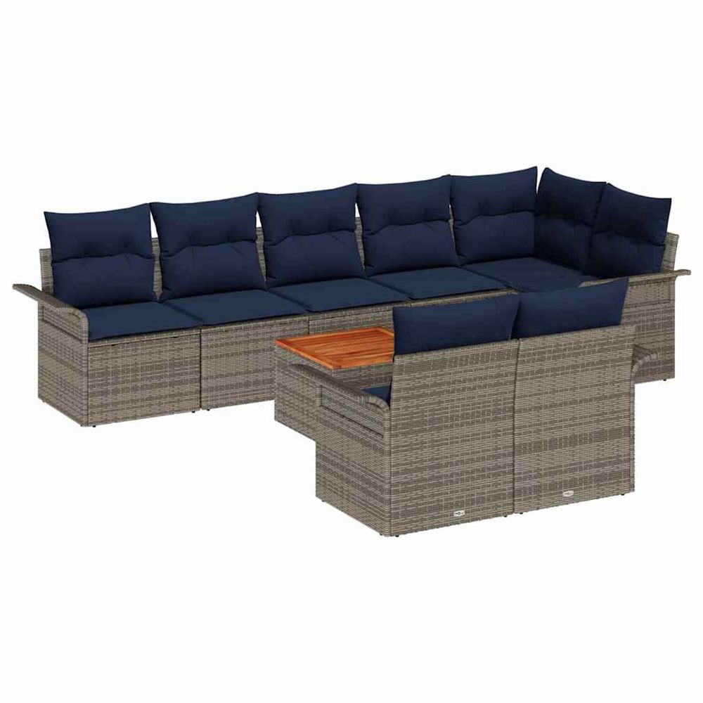 Ensemble de canapé de jardin 9 pc gris polyrotin
