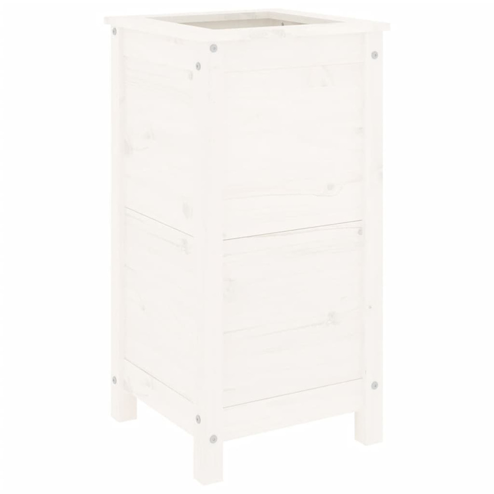 Jardinière d'extérieur blanc 40x40x78 cm bois massif de pin