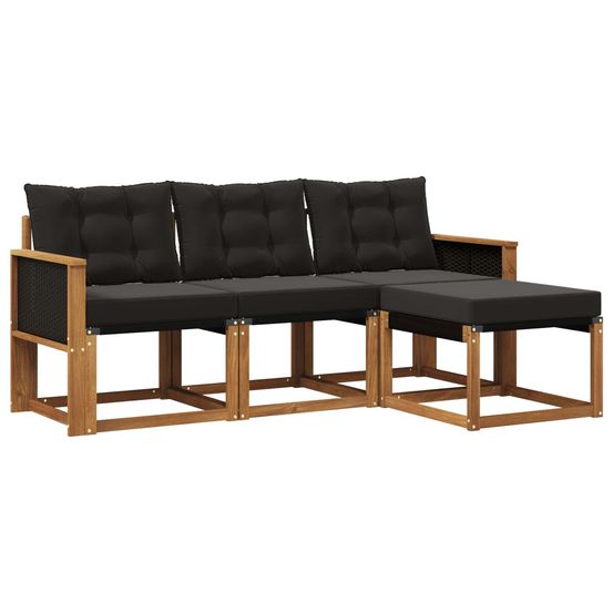 Ensemble de canapés d'extérieur 4 pc naturel et noir