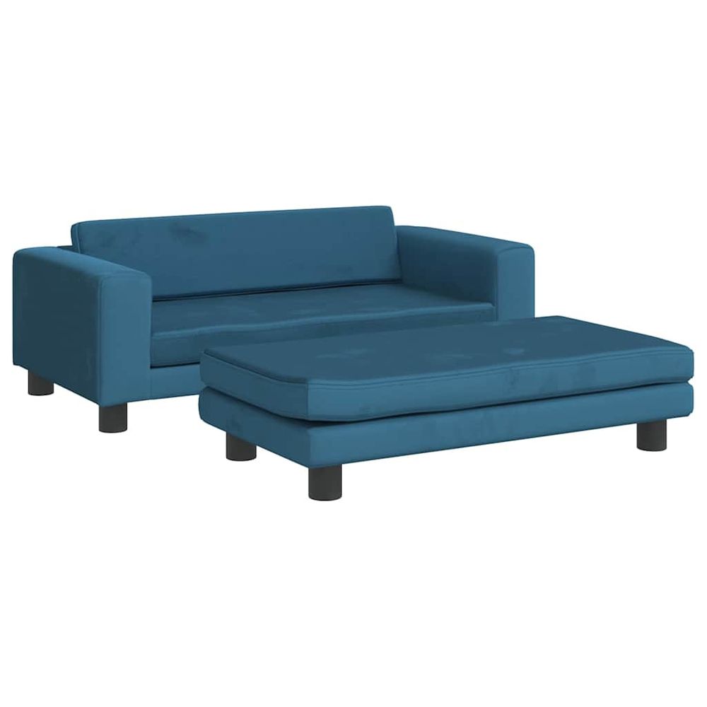 Lit pour chien avec extension bleu 100x50x30 cm velours