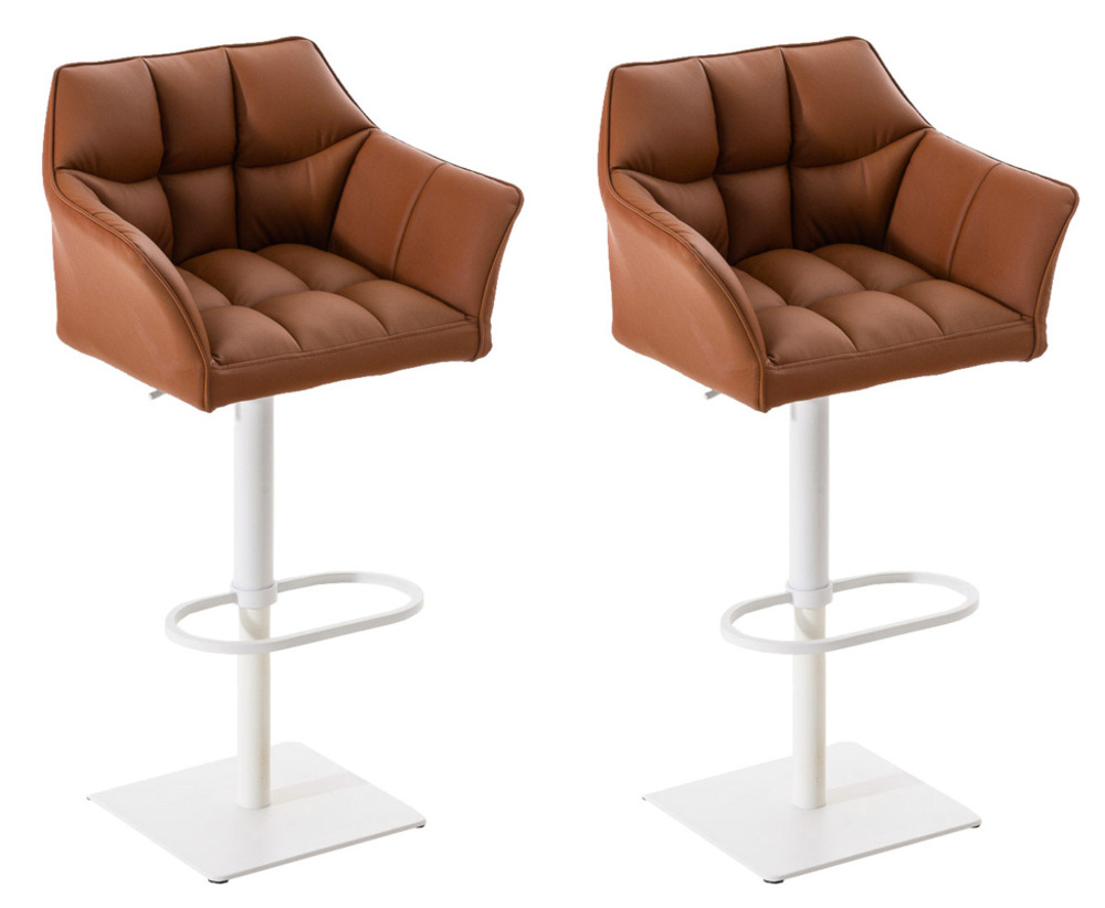 Lot de 2 tabourets de bar damaso simili cuir blanc