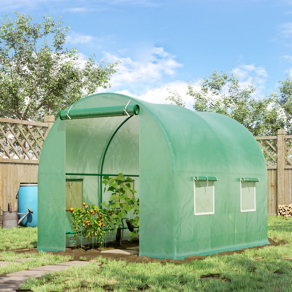Serre tunnel de jardin pe et acier 245 x 200 x 198 cm verte pour potager protection végétale - comfortxl outdoor living
