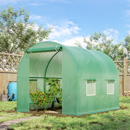 Serre tunnel de jardin pe et acier 245 x 200 x 198 cm verte pour potager protection végétale - comfortxl outdoor living