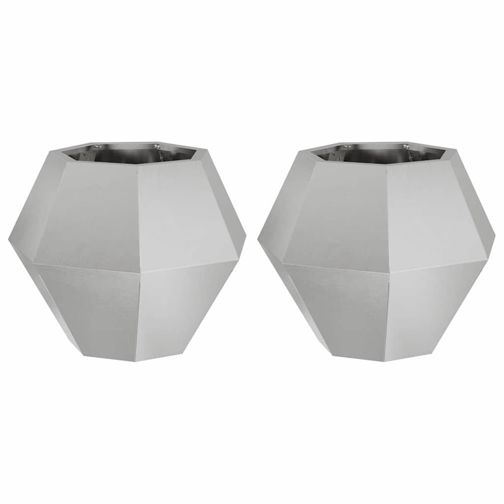 Jardinière d'extérieur 2 pcs argent 50 x 50 x 40 cm acier inoxydable