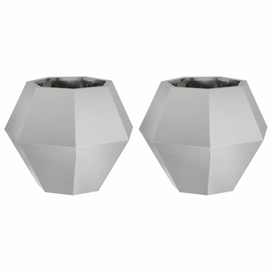 Jardinière d'extérieur 2 pcs argent 50 x 50 x 40 cm acier inoxydable