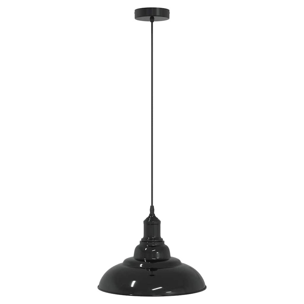 Lampe suspendue réglable hauteur e27 noir brillant ø 31cm métal