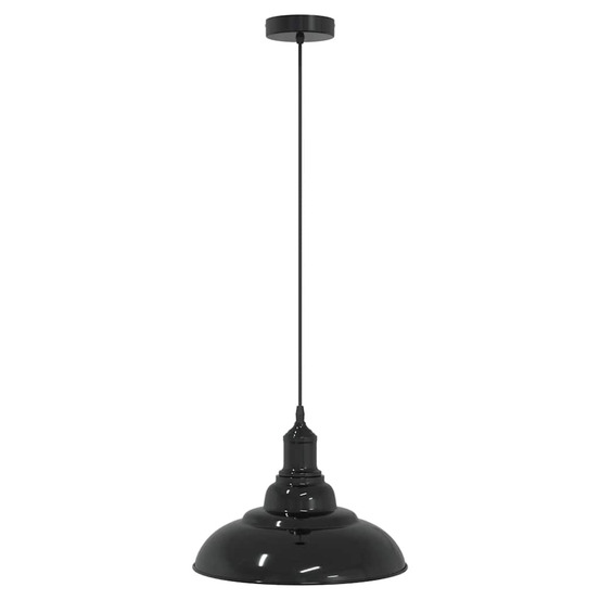 Lampe suspendue réglable hauteur e27 noir brillant ø 31cm métal