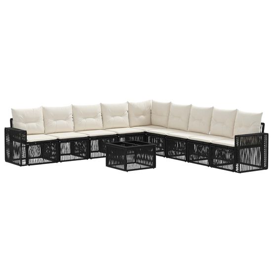 Ensemble de canapé de jardin 10 pc noir et blanc crème