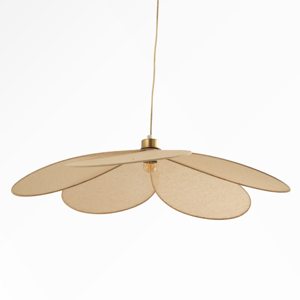 Flora-suspension pétale en tissu beige et métal doré 75 cm