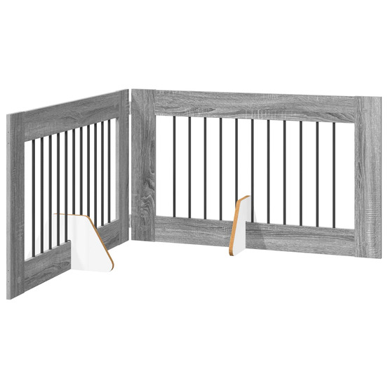 Porte de chien pliable avec supports 2 pcs sonoma gris 200,5 cm