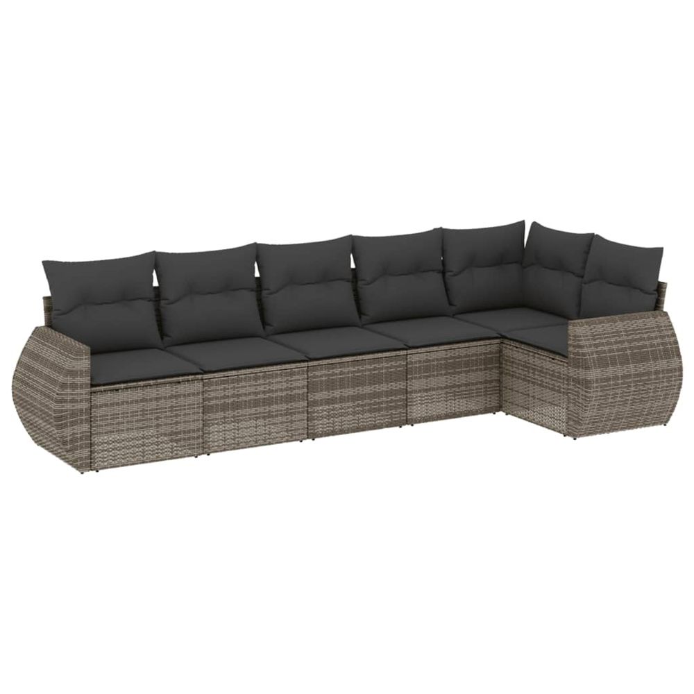 Salon de jardin 6 pcs avec coussins gris résine tressée
