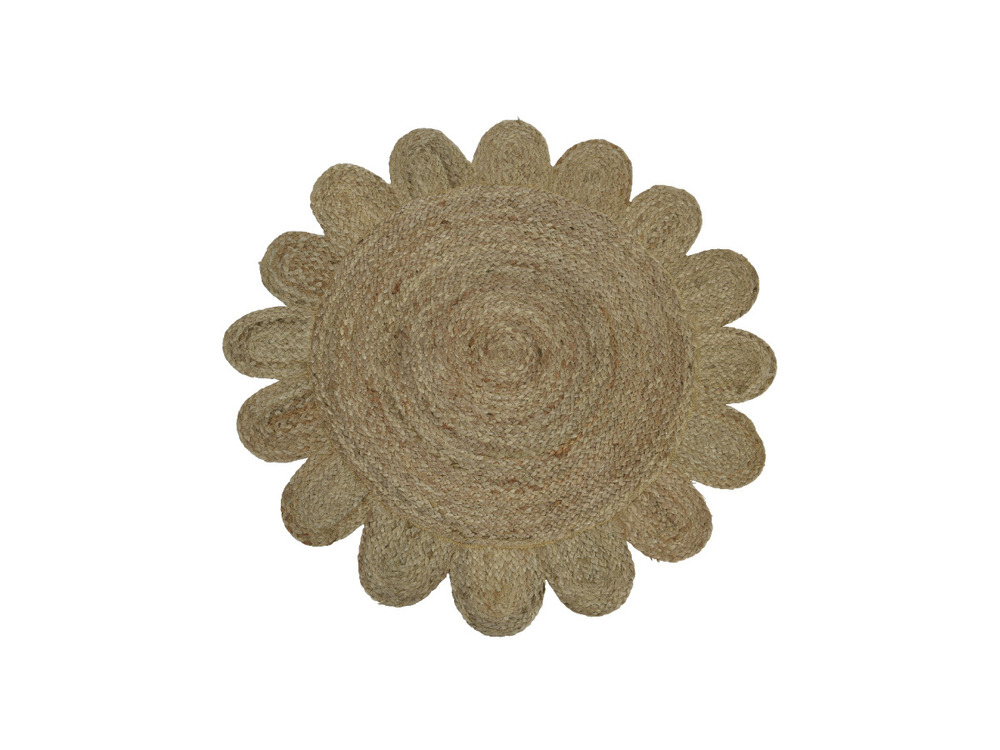 Tapis jute rond bord irrégulier