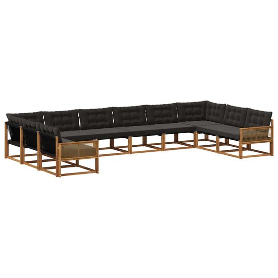 Ensemble de canapés d'extérieur 10 pc naturel et noir