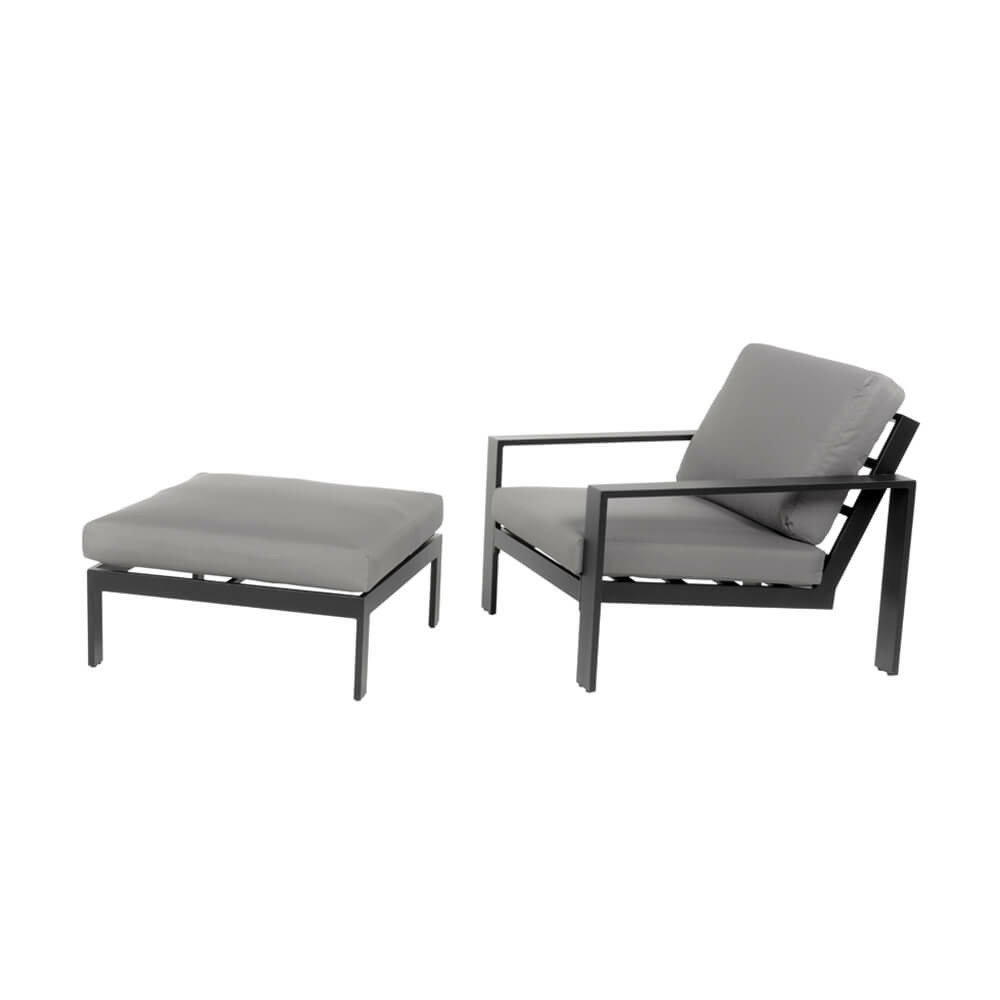 Home deluxe - ensemble de meubles de jardin - rio - noir, taille s - comprenant 1 tabouret, 1 fauteuil - coussins inclus i salon de