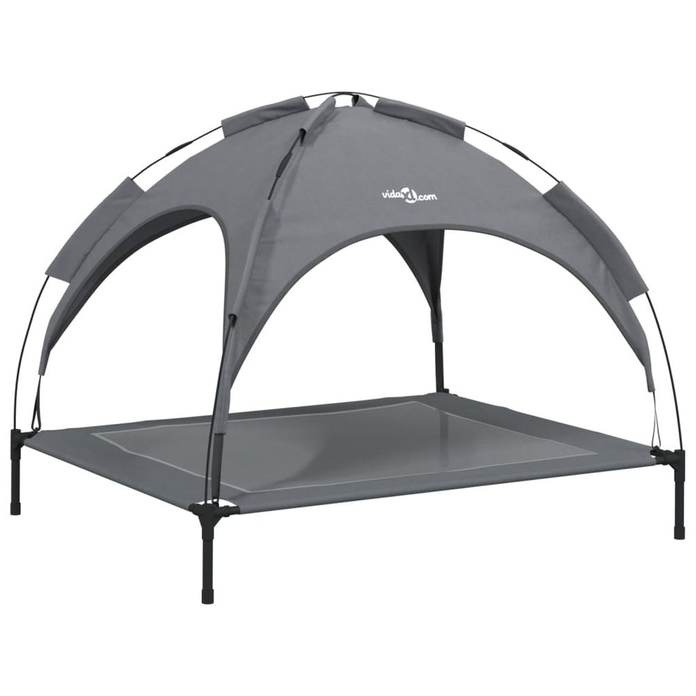 Lit pour chien avec auvent anthracite tissu oxford et acier