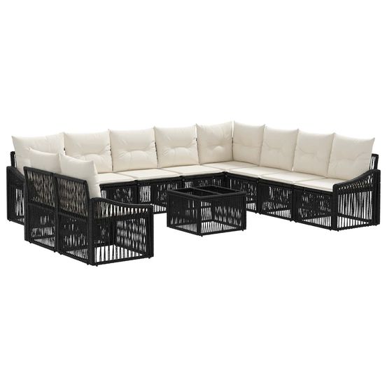 Ensemble de canapé de jardin 11 pc noir polyrotin