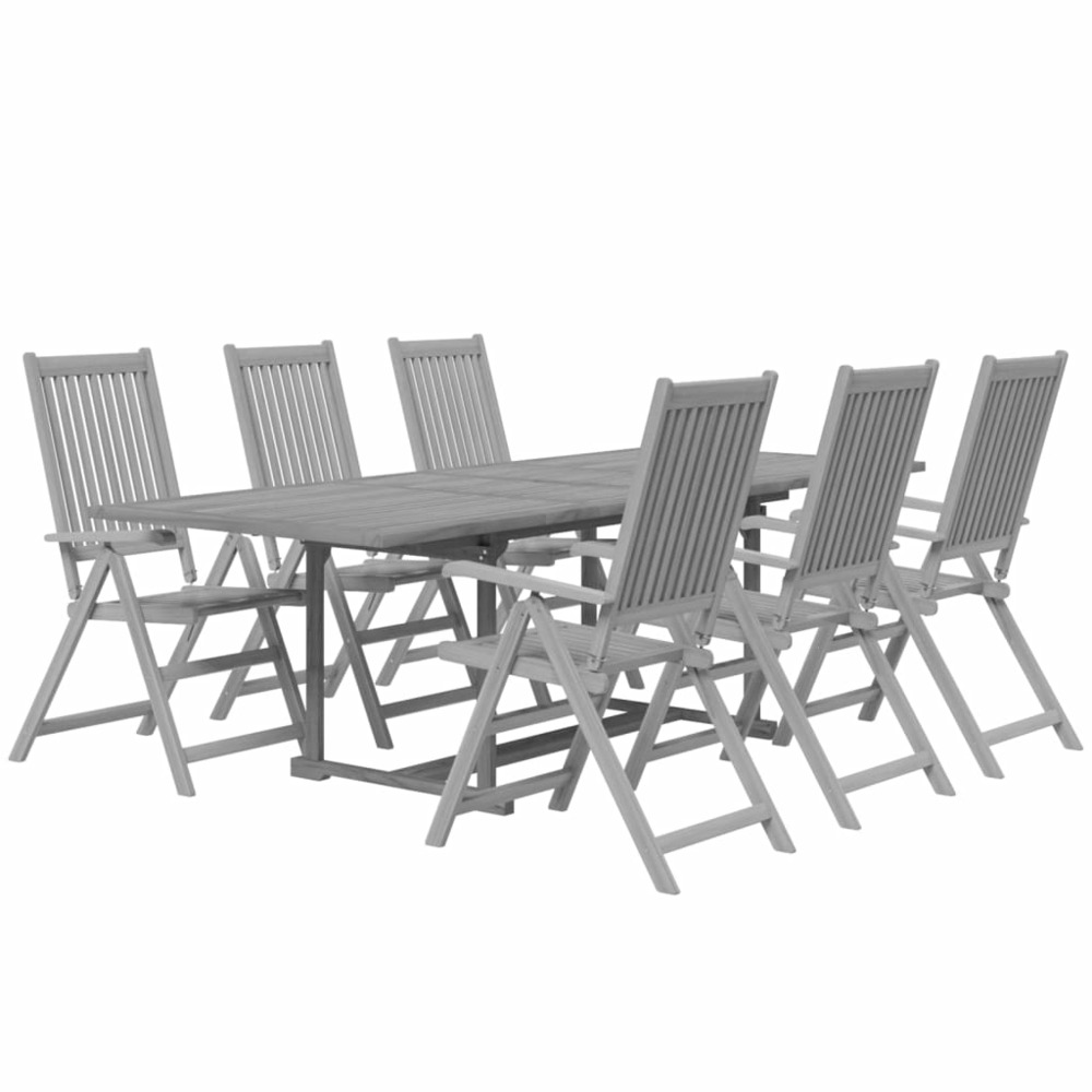 Ensemble de salle à manger de jardin meuble extérieur 7 pièces bois d'acacia solide