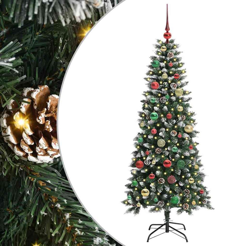Sapin de noël artificiel vert 150 cm pvc, plastique et acier