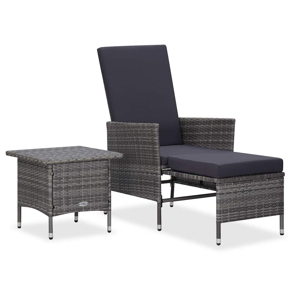 Salon de jardin 2 pcs avec coussins résine tressée gris