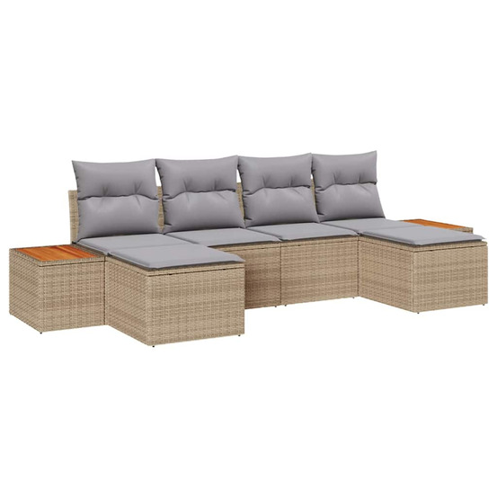 Ensemble de canapé de jardin 6 pcs beige et gris clair